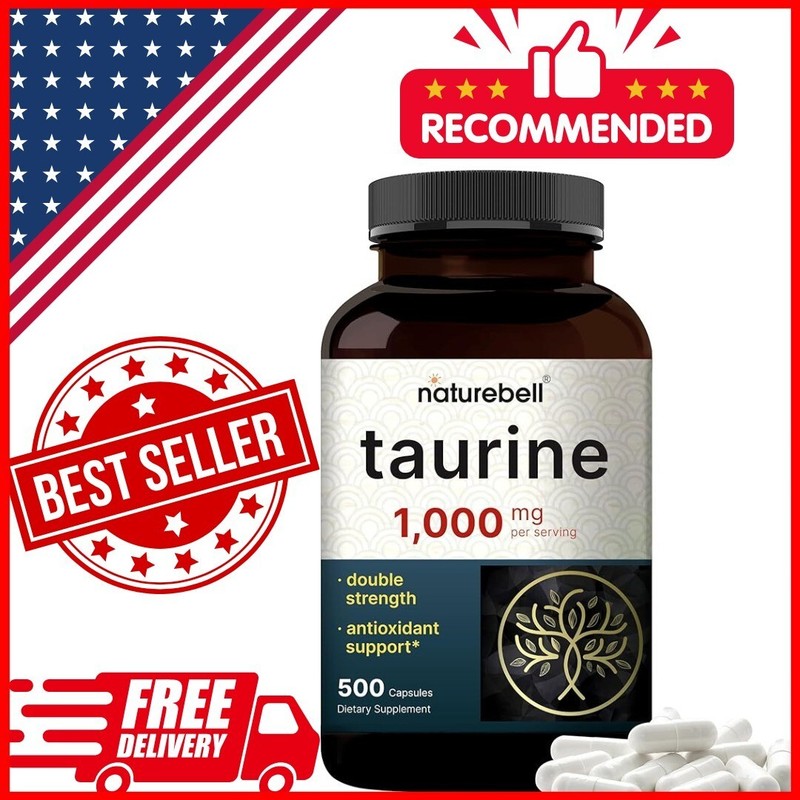 NatureBell Taurine 1,000mg Per Serving, 500 Capsules | Essential Amino Acids Sup