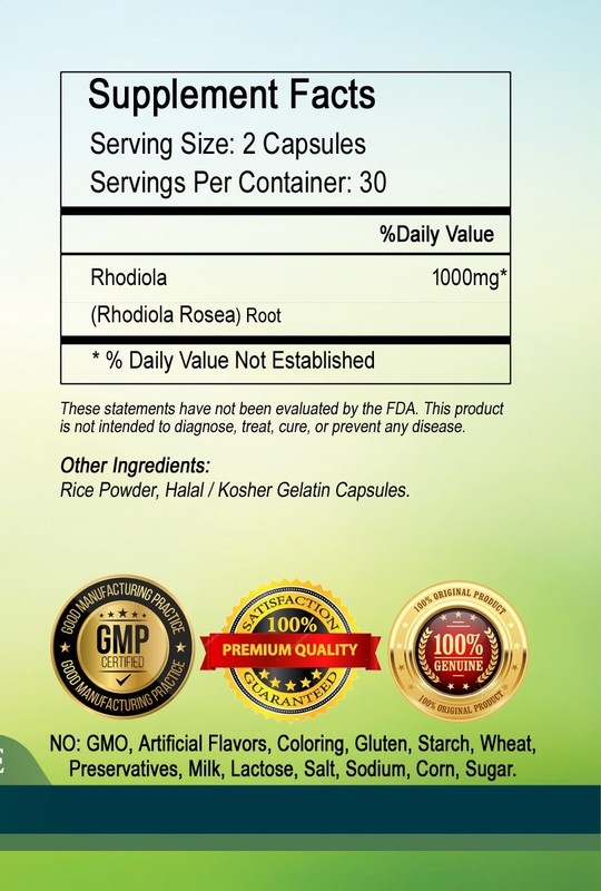 Rhodiola Rosea Capsules 1000mg Per Serving - Elite Grade -= gallery