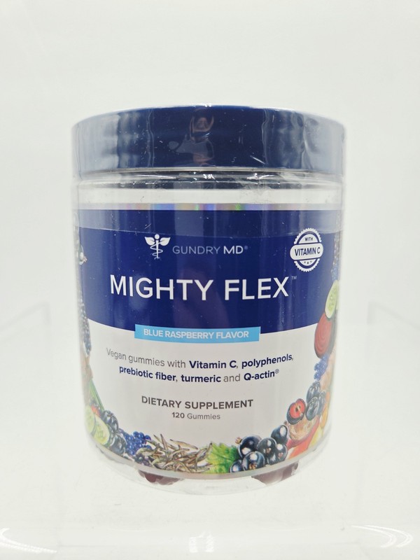 New Gundry MD Mighty Flex Blue Raspberry Gummies 120 ct Mfg 12/24