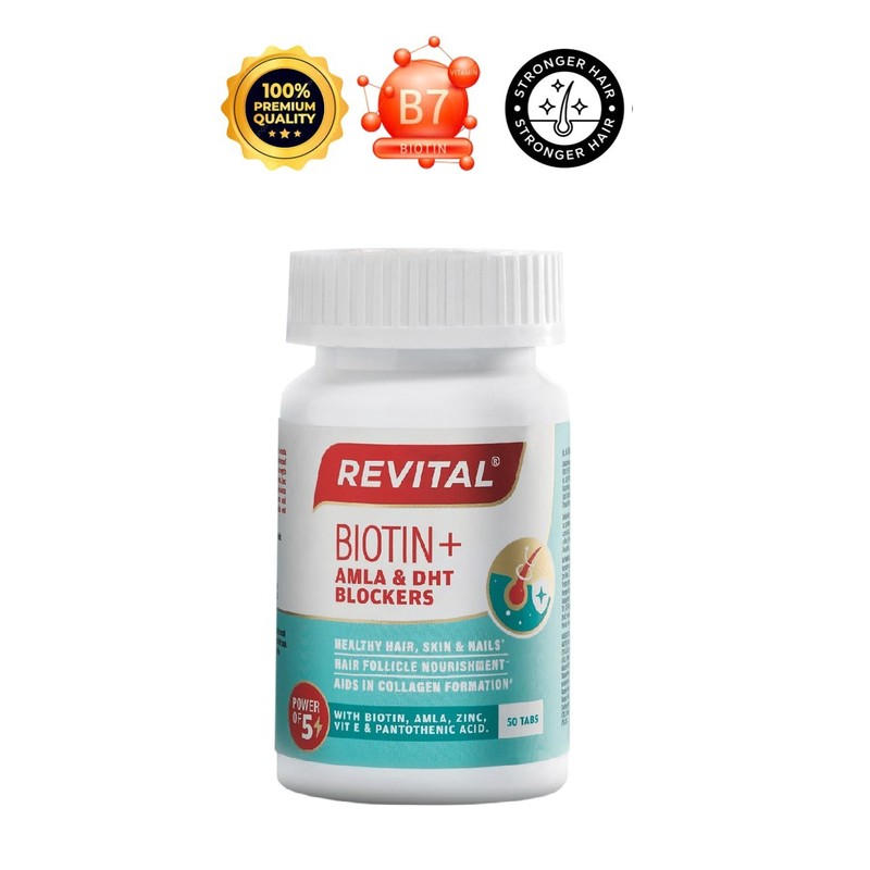 Re.vital Biotin Amla DHT Blockers Hair Skin Nails 50 Tabs