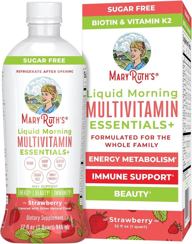 MaryRuth’s Liquid Morning Multivitamin Essentials+ | & Sugar-Free 32 Fl Oz
