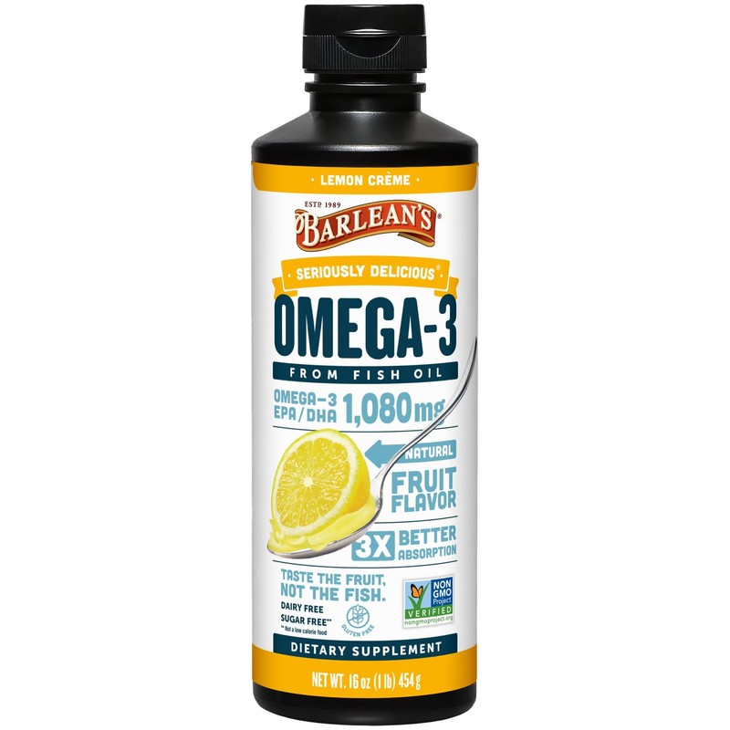 Barlean’s Omega 3 Fish Oil Liquid Supplement for Men and 16 Ounce, Default