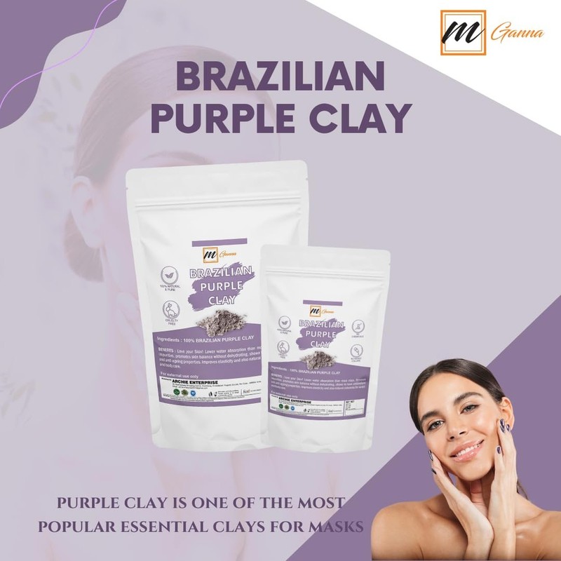 100% Natural Brazilian Purple Clay, 1 LBS / 454 GMS| for Skin firming, Creams... gallery