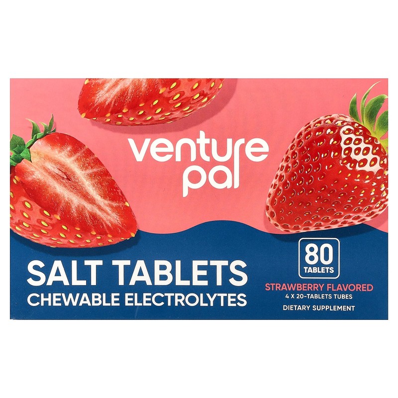 Salt Tablets Chewable Electrolytes, Strawberry, 80 Tablets