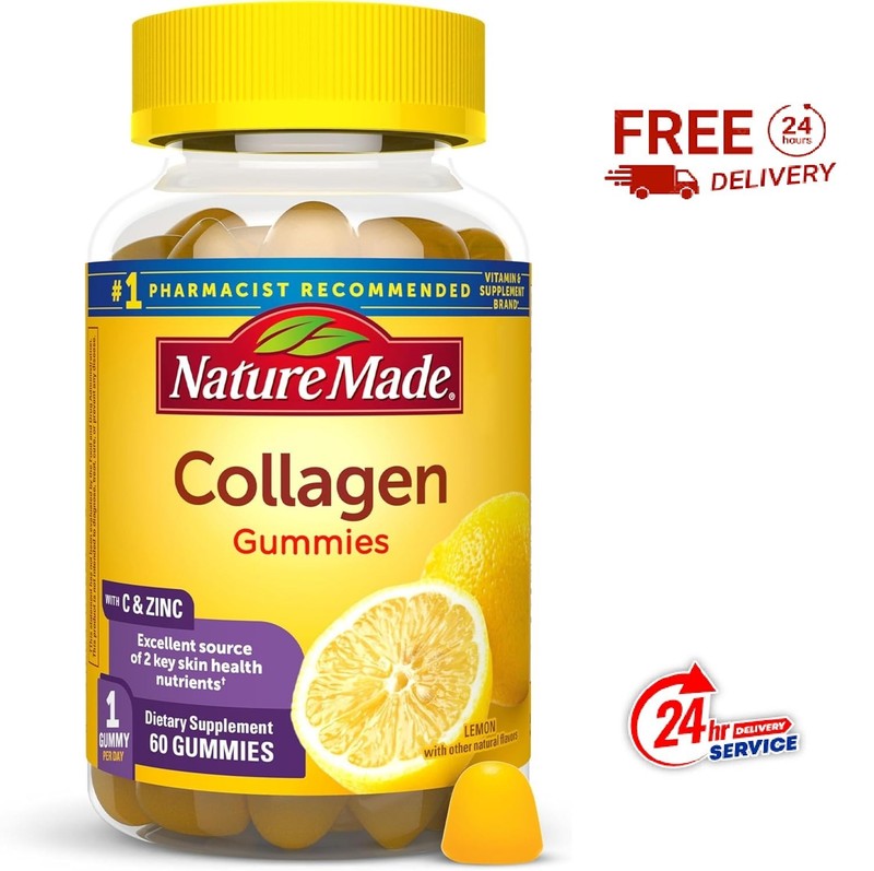 Nature Made Collagen Gummies with Vitamin C, Zinc and Biotin, Hydrolyzed Collage