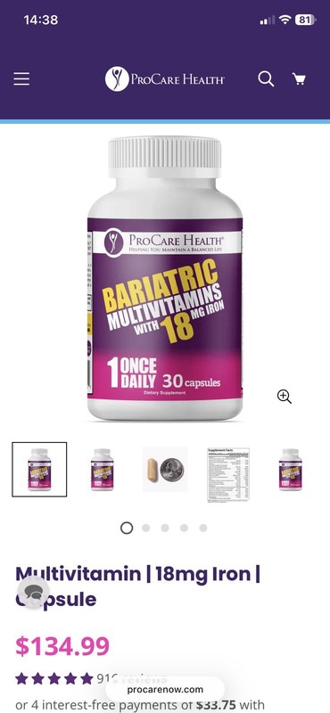 Bariatric Multivitamin Capsules With 18 Mg Iron 30capsules