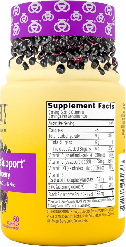 Zarbee’s Elderberry Gummies Daily Immune Support Supplement with Vitamins A C D gallery