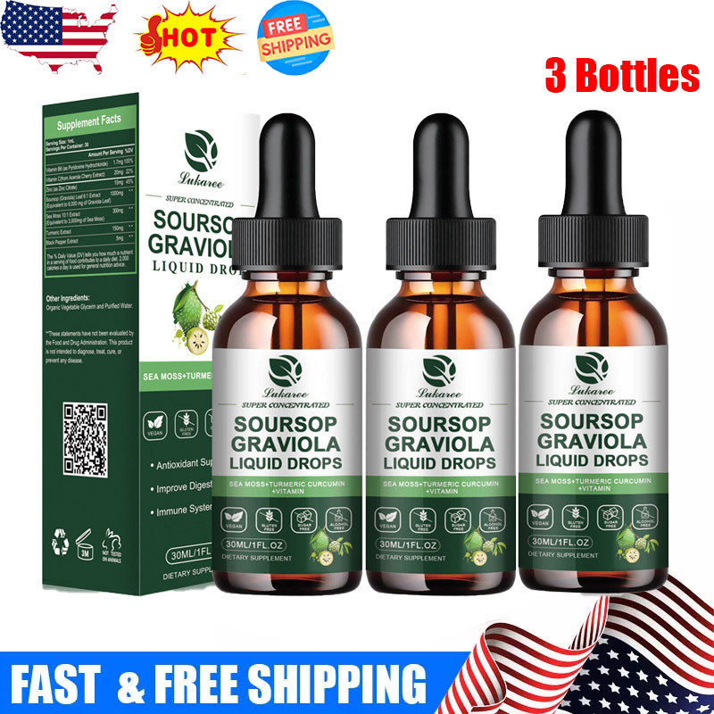 3X Soursop Graviola Liquid Drop for Cell Support & Regeneration, Immune Boost