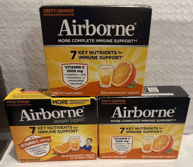 Airborne MORE COMPLETE IMMUNE SUPPORT “ZESTY ORANGE” 90 CT. Total EXP. 04/27+🍊