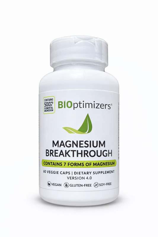 BiOptimizers Magnesium Breakthrough 60 Capsules 7 Forms Magnesium 500mg Vegan
