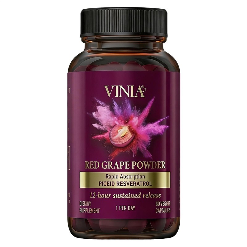 VINIA Piceid Resveratrol Red Grape Powder Supplement Increases Blood Flow 60caps