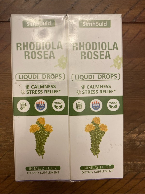 2x Simhould Rhodiola Rosea Liqudi Drops 2 Fl Oz Calmness Stress Relief Supplemen