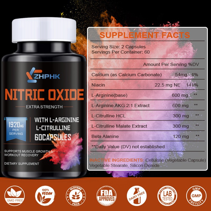 Nitric Oxide L-Arginine Pre Workout+Testosterone Booster,Tong-Kat Ali, Tribulus gallery