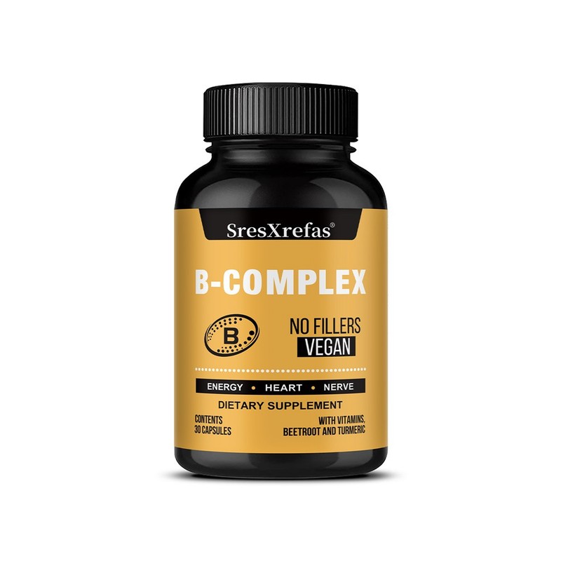 Vitamin B Complex B1,B2,B3,B5,B6,B12 30-120 Capsules Turmeric Root Boost Immune