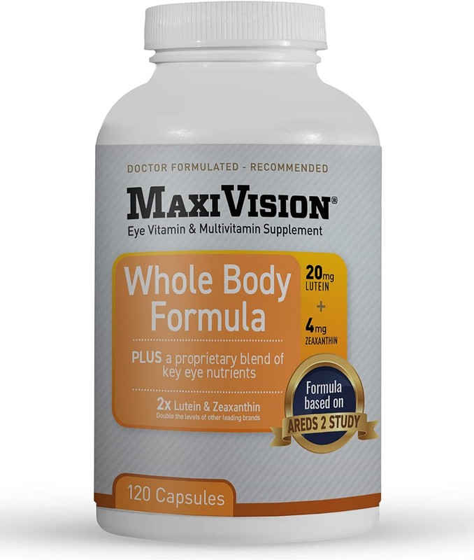 MaxiVision Whole Body Formula Eye Supplements for Eye Strain – 120 Capsules