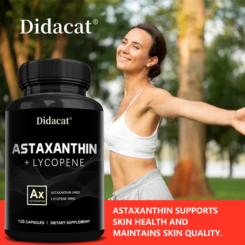 Astaxanthin 24mg + Lycopene 50mg Clinical Strength Carotenoids Skin Supplement gallery