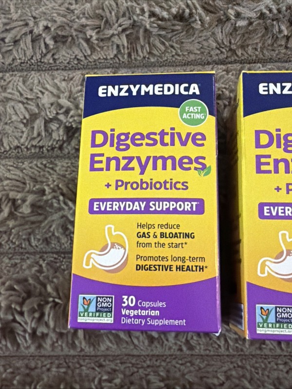 (2) Enzymedica Digestive Enzymes + Probiotics (30 Capsules Each) Exp: 11/27 gallery
