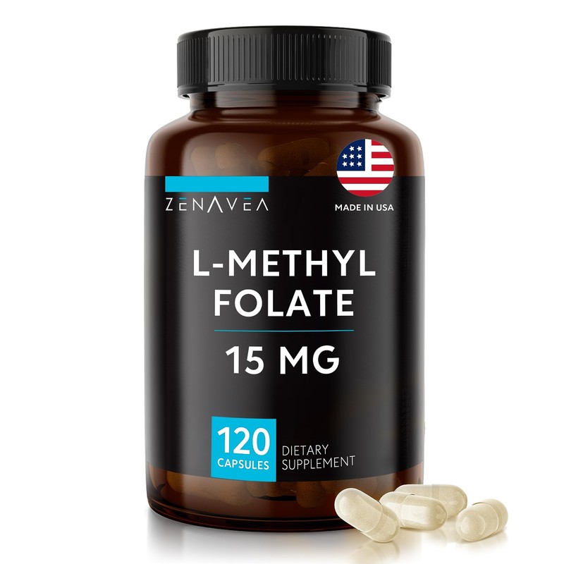 L-Methylfolate 15mg 120 Vegan Caps 5-MTHF Folate Supplement Non-GMO