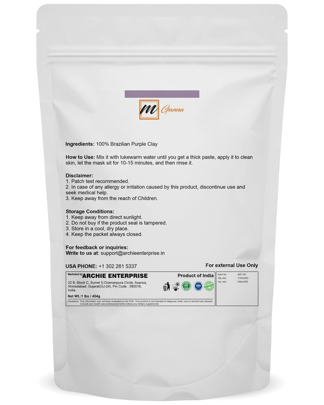 100% Natural Brazilian Purple Clay, 1 LBS / 454 GMS| for Skin firming, Creams... gallery