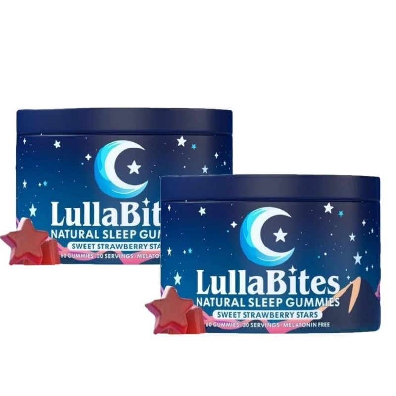 LullaBites Natural Sleep Gummies – Strawberry Stars – 2-Pack (120 Gummies)