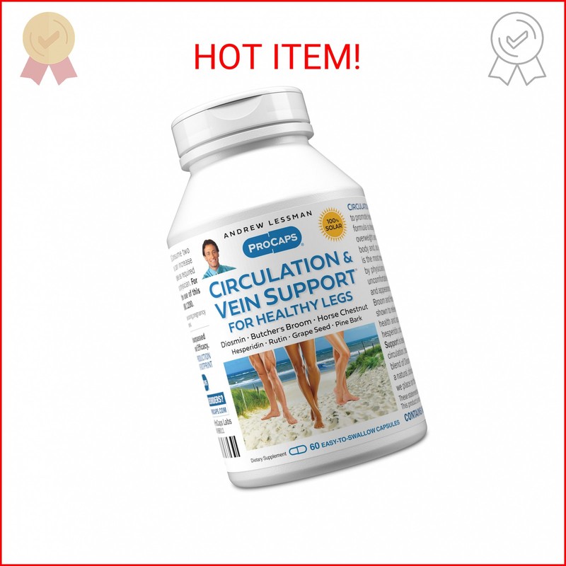 ANDREW LESSMAN Circulation, Vein Support for Healthy Legs 60 Capsules – High Bio