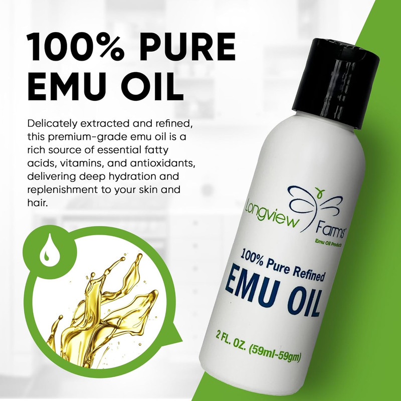 ® Emu Oil - Hair and Body - 100% Pure & Refined Emu Oil for Skin & Hair Care | P gallery