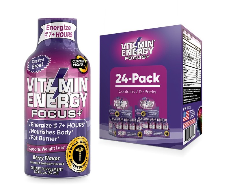 (24 Pack) Vitamin Energy® Focus+ Berry Energy Shots, Clinically Proven