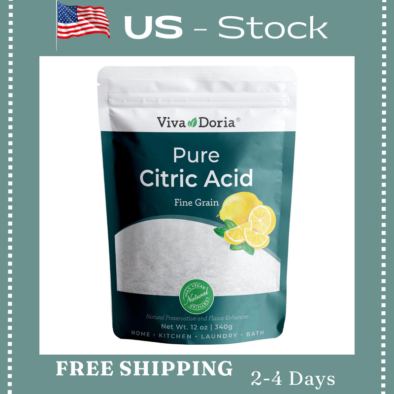 Viva Doria 100% Pure Citric Acid, Food Grade, Fine Grain, 12 Oz (340 G)