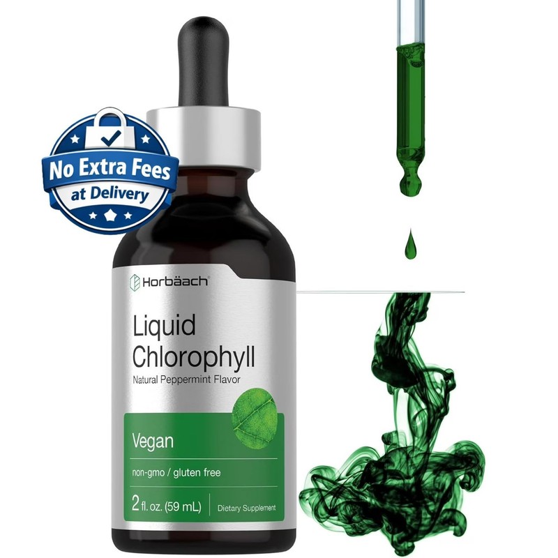 Gotas Líquidas de Clorofila 2 fl oz | Sabor Natural a Menta | Vegano, Sin OGM