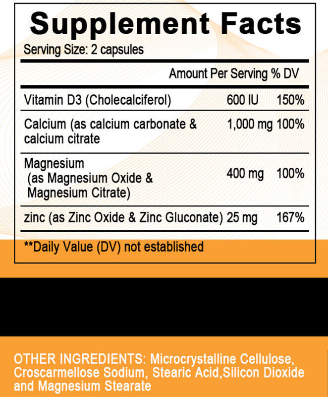 Calcium Magnesium Zinc with Vitamin D3 Bone Support Muscle Health 120pcs/bottle gallery