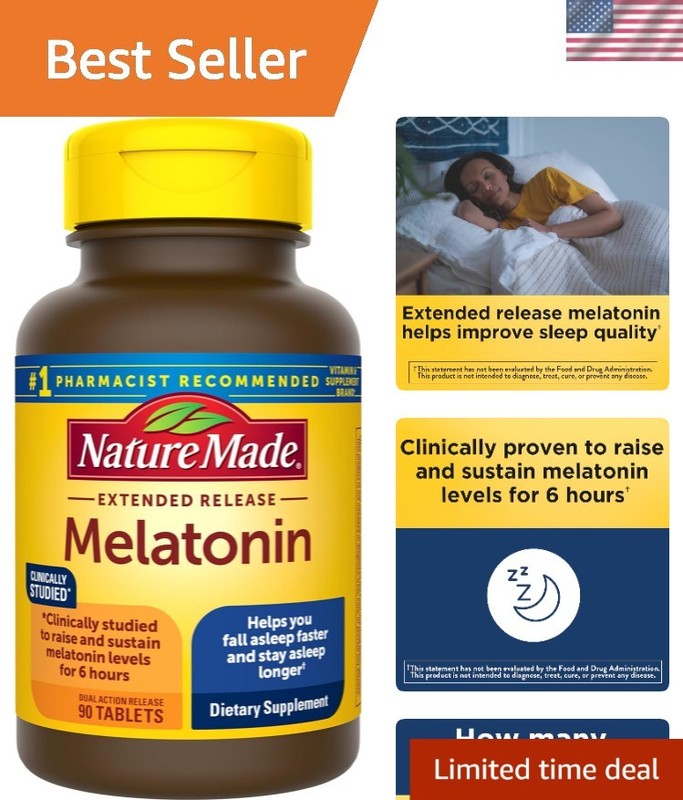 100% Drug-Free Melatonin 4mg Tablets – Gluten Free, 90 Count for Sleep Support