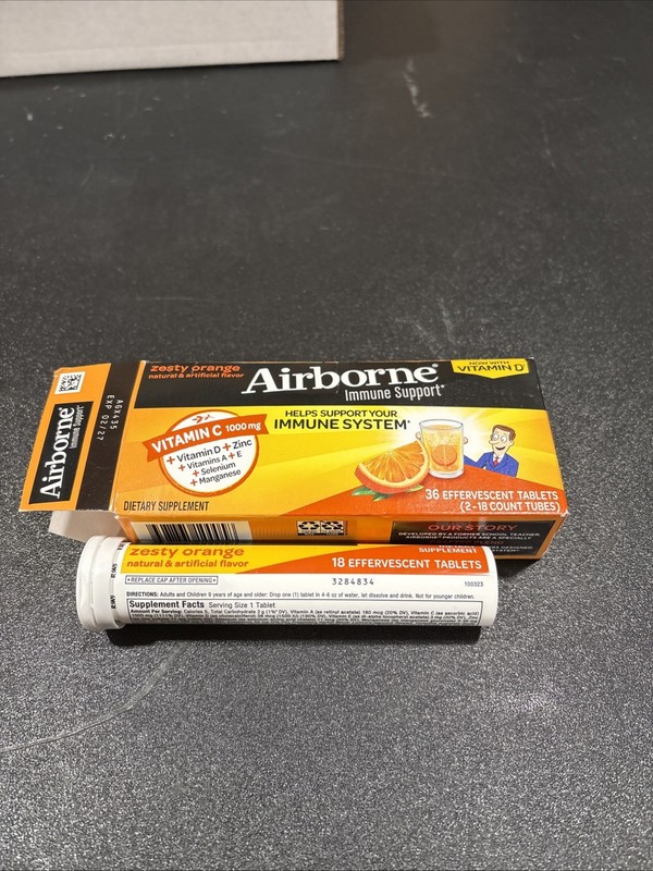 Airborne Zesty Orange Sealed 18 Tablet Tube Exp 02/2027
