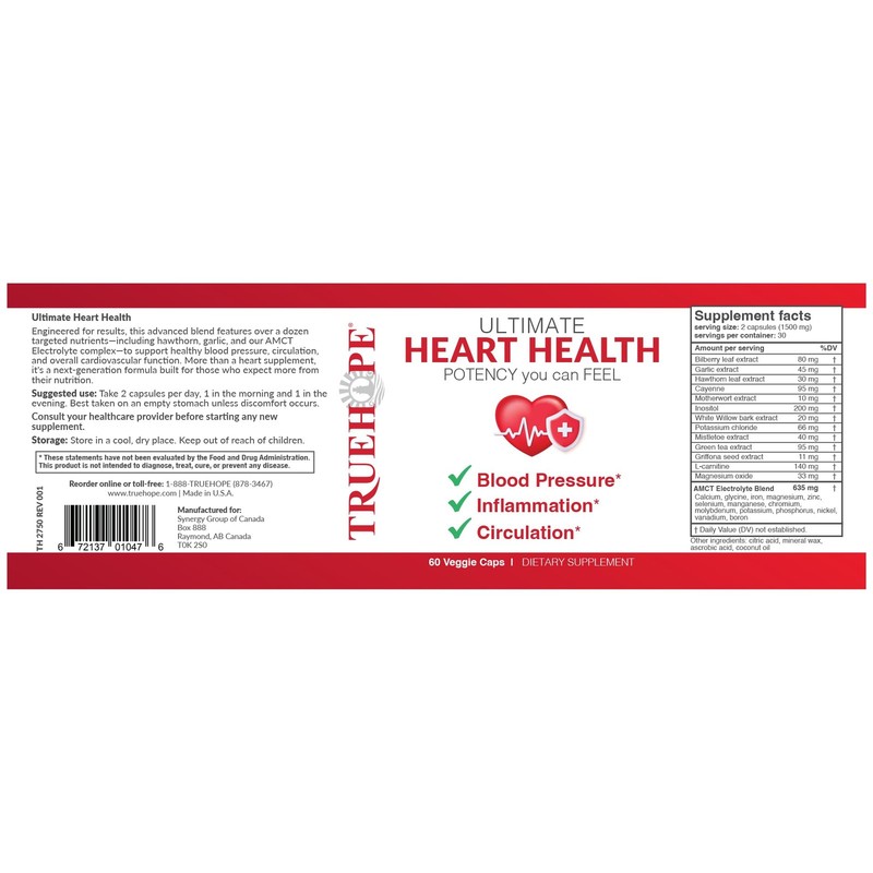 Truehope Blood Pressure Supplement - Hawthorne Inositol Glycine Boron & More ... gallery
