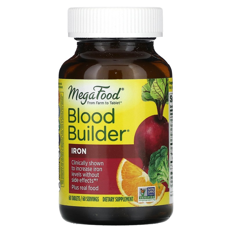 MegaFood Blood Builder 60 Tablets Dairy-Free, Kosher, Non-GMO, NSF Certified,