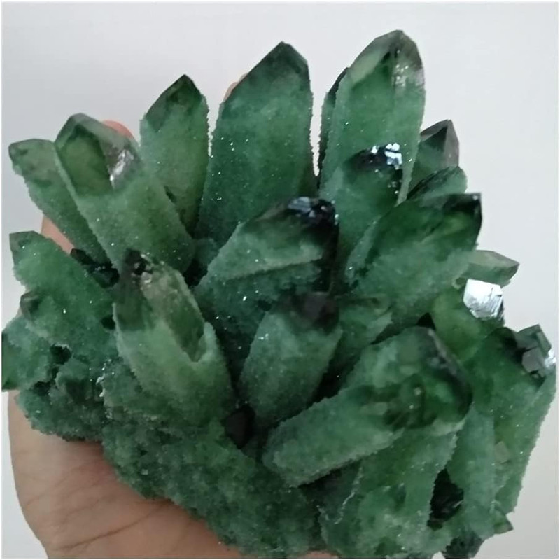 Health & Household Natural Green Ghost Phantom Quartz Crystal Cluster Healing Sp gallery