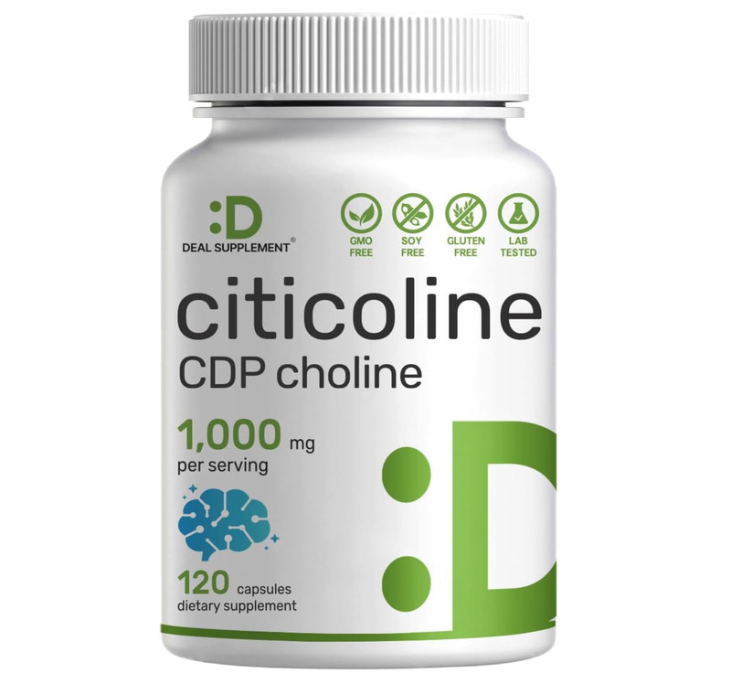 Citicoline CDP Choline 1000mg 120 Caps supports Brain Cognitive Function