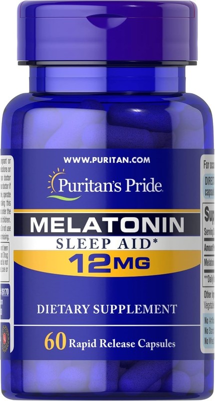 Puritan’s Pride Melatonin 12 mg-60 Rapid Release Capsules – Exp 03/31/2027