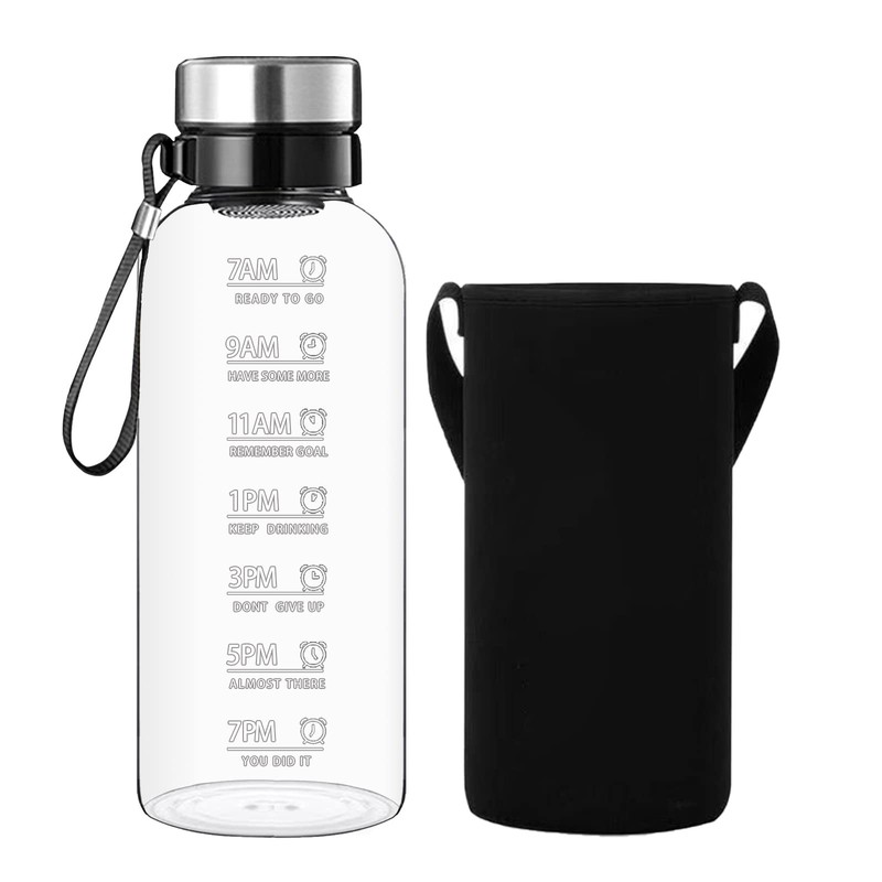RNCKUUE 64 OZ Glass Water Bottle – Large Resuable 64 Ounces, Filter Lid