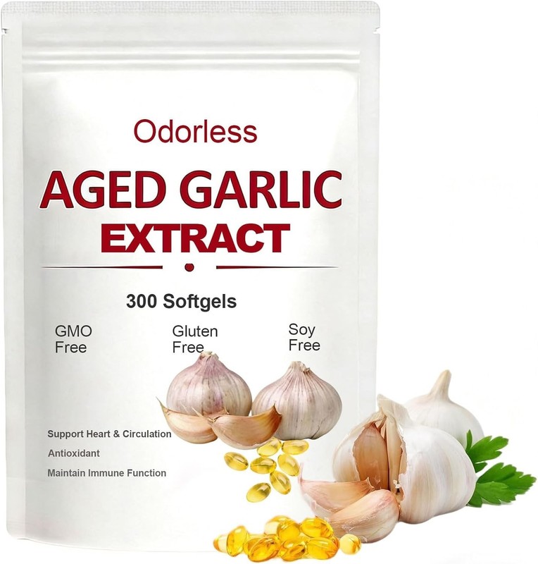 1 PACK Elare Aged Garlic Extract, 300 Softgels, 7500mg Odorless | Heart & Immune