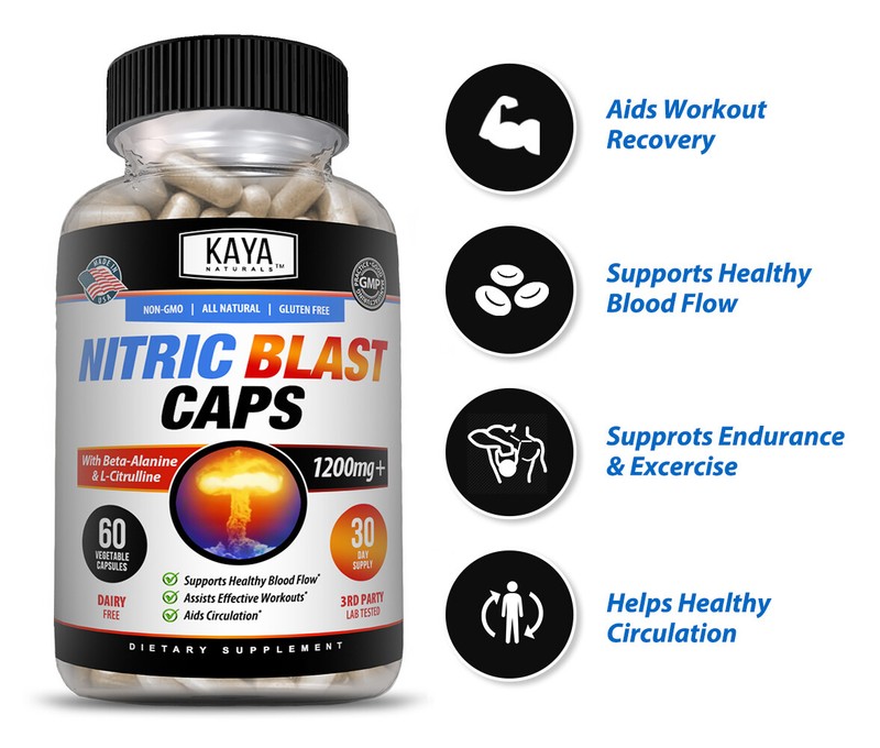 Nitric Blast 60ct L Arginine L Citrulline Nitric Oxide Preworkout Beta Alanine gallery