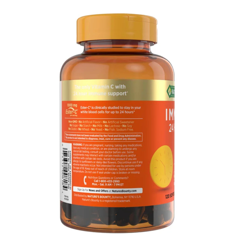 Nature’s Bounty Immune 24 Hour + Immune Support Softgels, 1000mg Vitamin C (120 gallery
