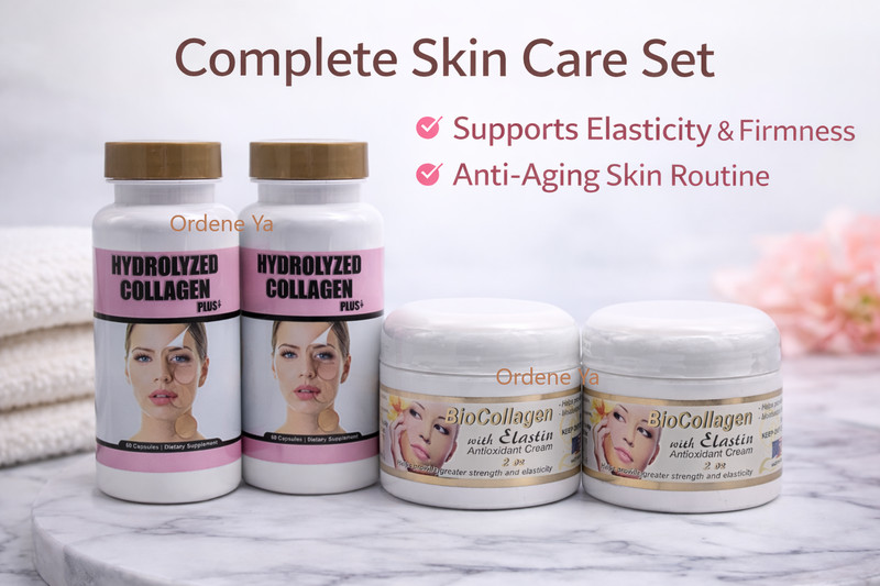 Hydrolyzed Collagen Plus Caps 120ct + 2 BioCollagen Elastin Antioxidant Cream