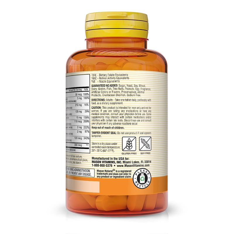 Mason Natural Men's Daily Formula, Vitamin A to Zinc Multivitamin, 100 Tablets gallery