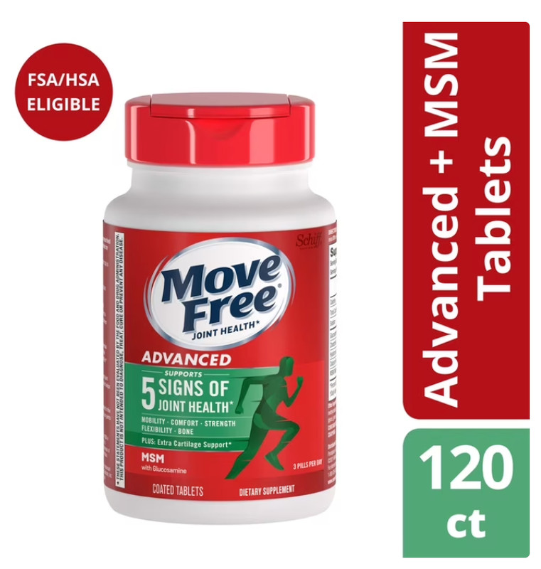 Move Free Advanced Plus MSM Joint Health Supplement Tablets 120 Count