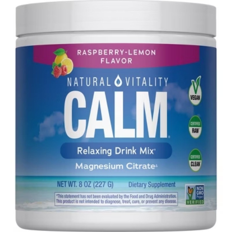 Natural Vitality CALM Magnesium Powder, Raspberry Lemon, 8oz new