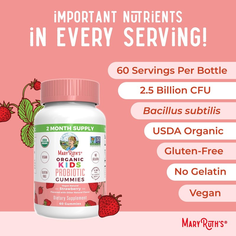 MaryRuth Organics Kids Probiotics for Digestive Health | USDA Probiotic Gummi... gallery
