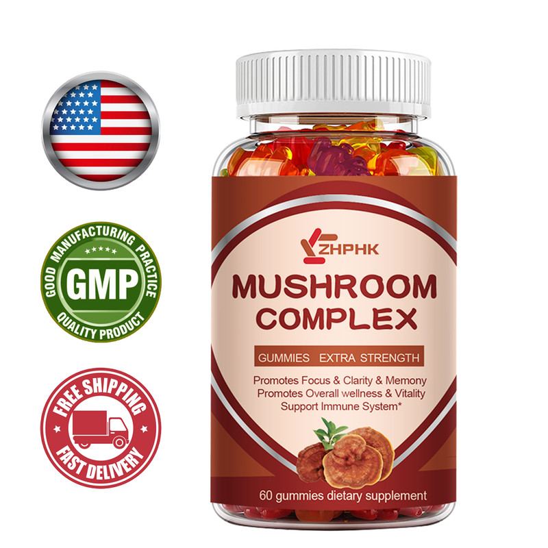 10x Mushroom Complex Supplement, Lions Mane, Reishi, Shiitake, Immune 60 Gummies