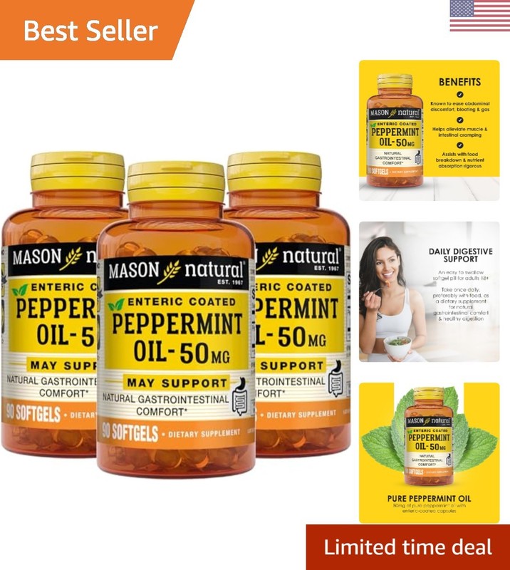 270 Day Supply of Enteric Coated Peppermint Oil – 50 mg Softgel Digestive Aid