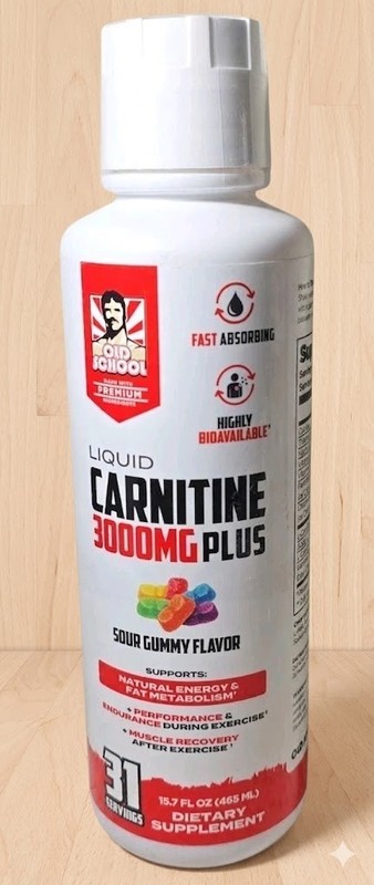 Old School Labs Liquid Carnitine 3000mg Plus 15.7 oz 465 mL Sour Gummy Flavor