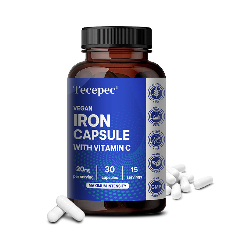 Iron w/Vitamin C Capsules Dietary Supplements For Men &Women 30 To 120 Capsules